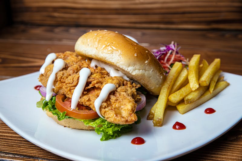 Crispy chicken spicy BBQ sandwich at Hangry Joe's